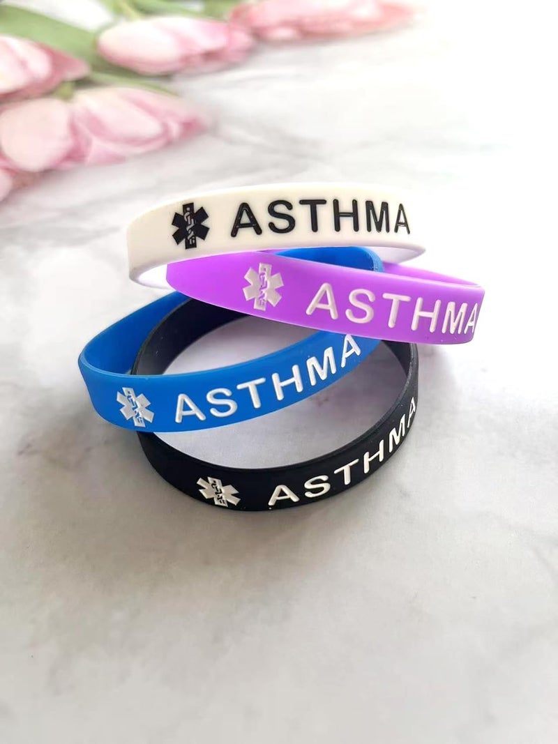 OutstandLong 5 Pack Sport Medical Alert ID Blood Thinner Silicone Bracelet Rubber Medical Awareness Wristbands 7.5" - Image 2